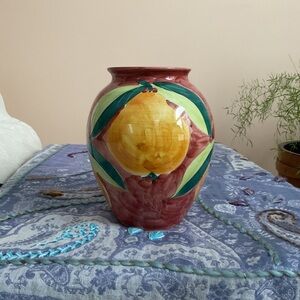 Pottery Barn Hand-Painted Italian Fruit Vase 8”
